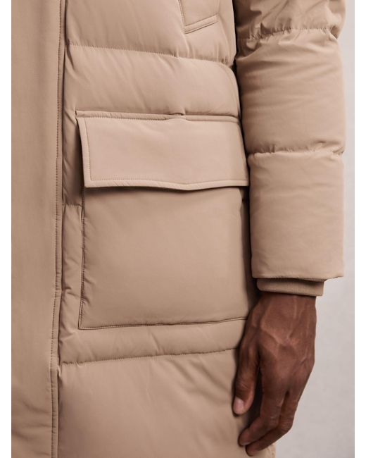 Reiss Natural Longline Quilted Puffer Jacket for men