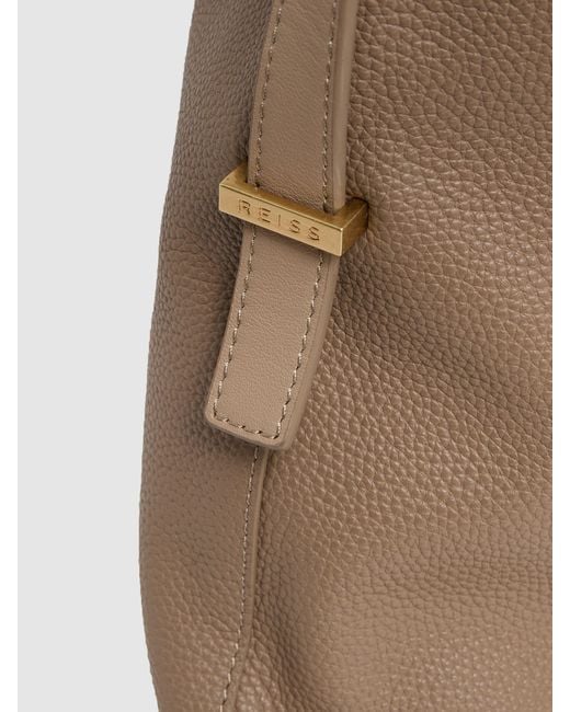 Reiss Brown Vigo - Taupe Grained Leather Tote Bag, One