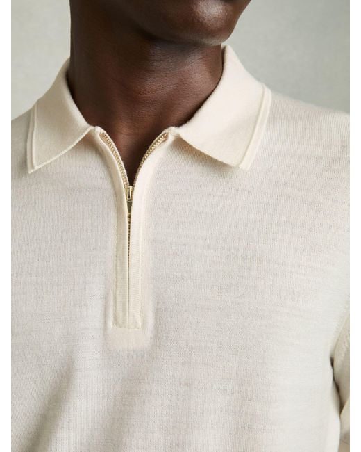 Reiss Multicolor Merino Wool Half-Zip Polo Shirt for men