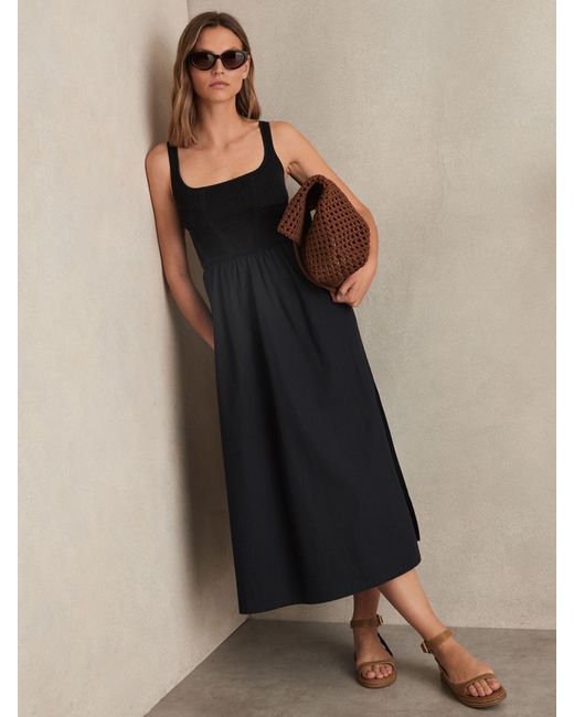 Reiss Blue Knitted Midi Dress