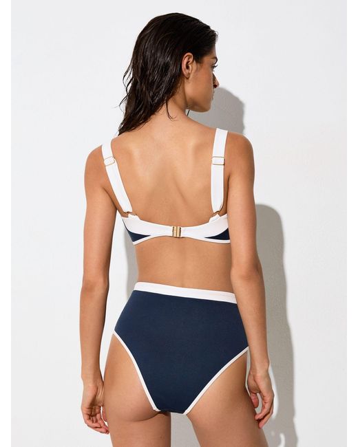 Reiss White Textured Colour-Block Bikini Bottoms