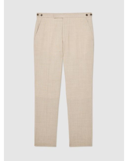 Reiss Natural Fibre - Oatmeal Brown Tailored Fit Virgin Wool Textured Tailored-fit Trousers, 36w X 31l (uk 36 R) for men