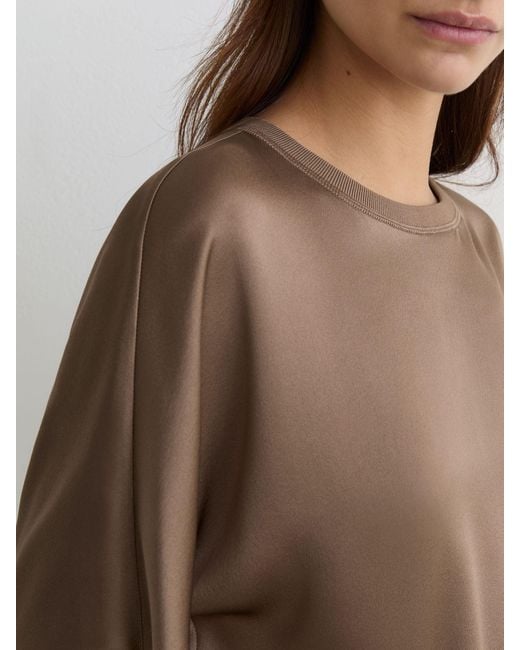 Reiss Brown Silk Short-Sleeve Top