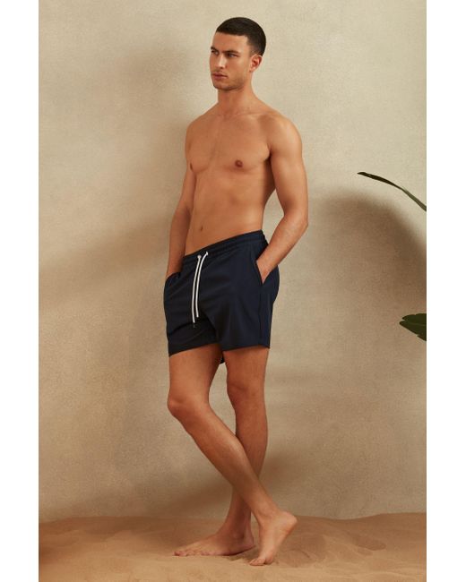 Reiss Blue Shore - Navy Plain Drawstring Waist Swim Shorts for men