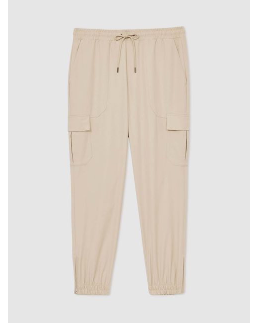 Reiss Natural Technical Cargo Drawstring Trousers for men