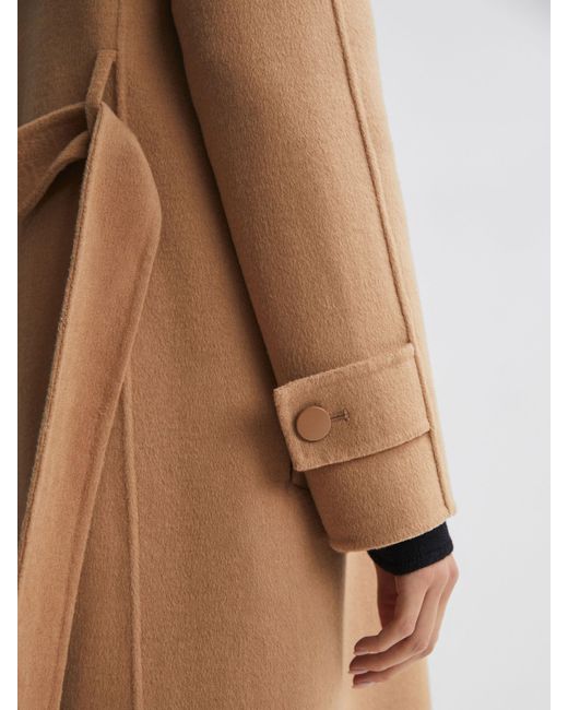 Reiss Natural Emile - Camel Wool Blend Belted Blindseam Coat, Us 8