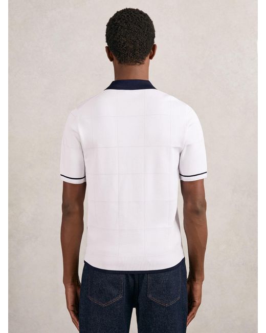Reiss Blue Compact-Knit Tipped Zip-Through Shirt for men