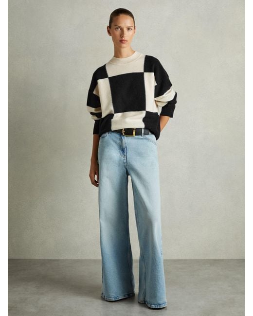 Reiss Gray Becki Jumper Wool Colourblock