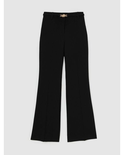 Reiss White Flared Knot-Hardware Belted Trousers