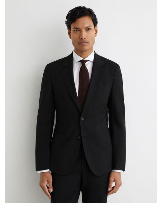 Reiss Promise - Black Tailored Fit Wool-blend Single-breasted Suit Blazer Tailored-fit, 48 S for men