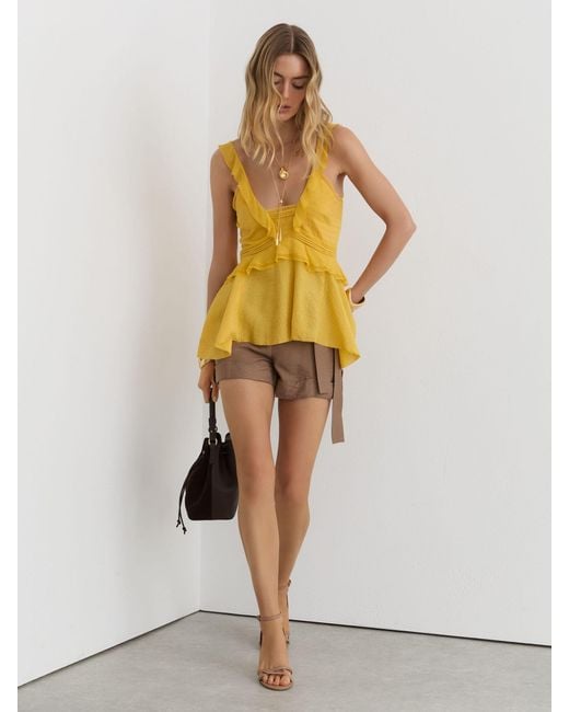 Reiss Yellow Ruffle Babydoll Cami Top
