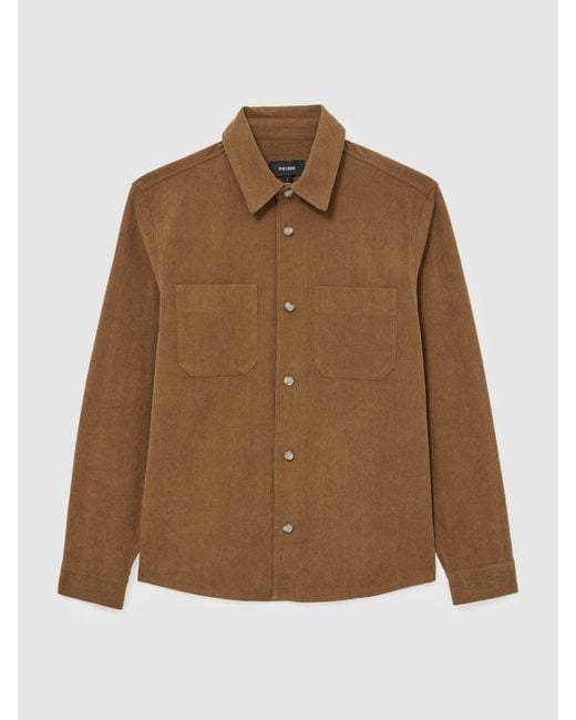 Reiss Brown Corduroy Twin-Pocket Overshirt for men