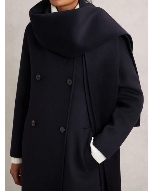 Reiss Blue Petite Wool-Blend Scarf Blindseam Coat