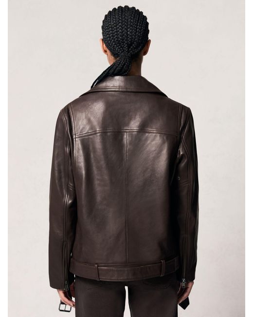 Reiss Black Leather Biker Jacket