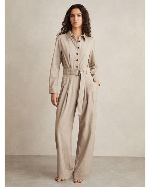 Reiss Natural Tailored Wide Leg Jumpsuit