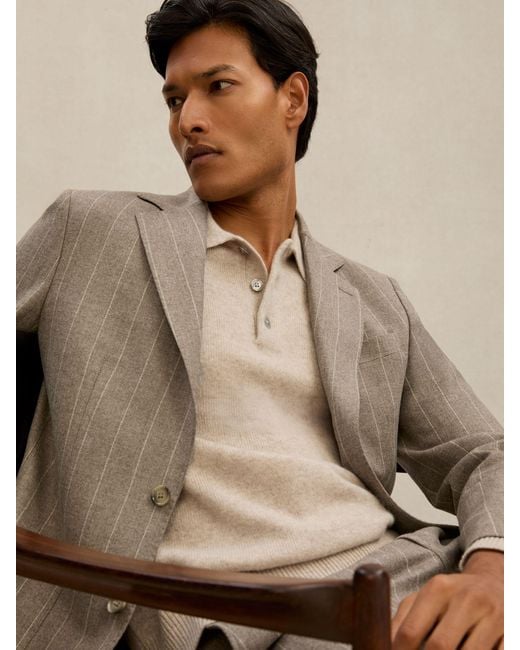 Reiss Natural Montepuliciano - Atelier Mocha Brown Atelier Wool Single-breasted Blazer Pinstripe Classic-fit, 44 for men