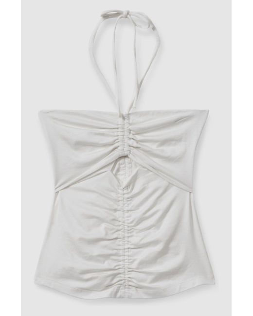 Reiss Natural Solare - Cream Ruched Halterneck Top