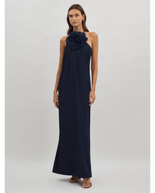 Halston Heritage Blue Embellished Maxi Dress