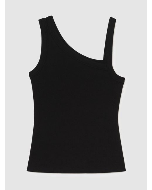 Reiss Black Stretch-Cotton Asymmetric-Neck Vest