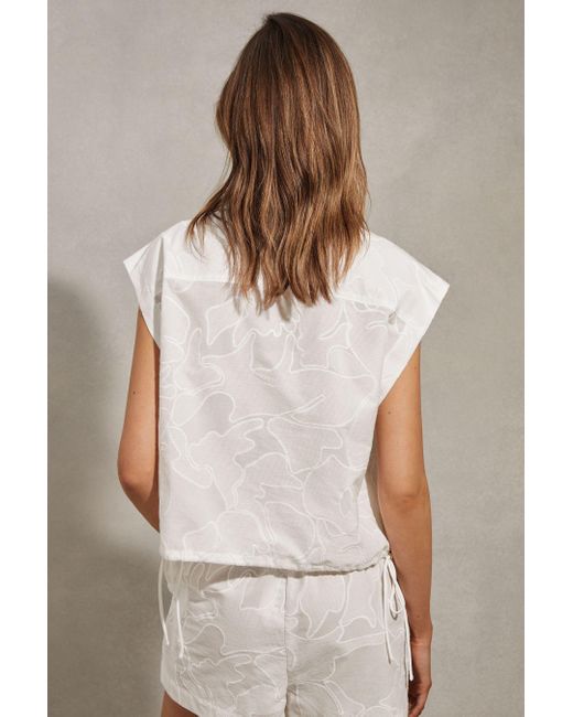 Reiss Nia - White Cotton Embroidered Shirt