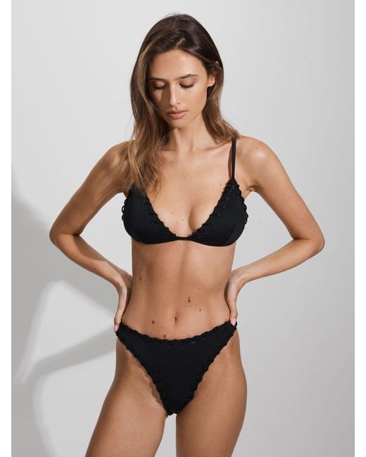 GOOD AMERICAN Black Whip Stitch Bikini Bottoms