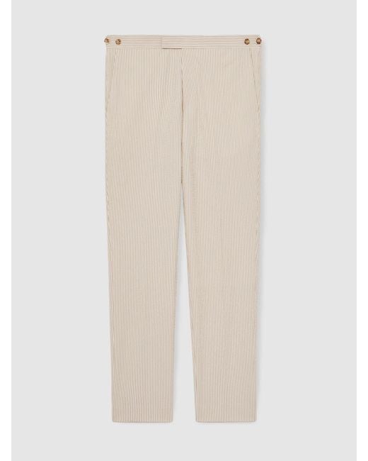 Reiss Natural Bay - Oatmeal/white Seersucker Slim-fit Suit Trousers, 32 for men