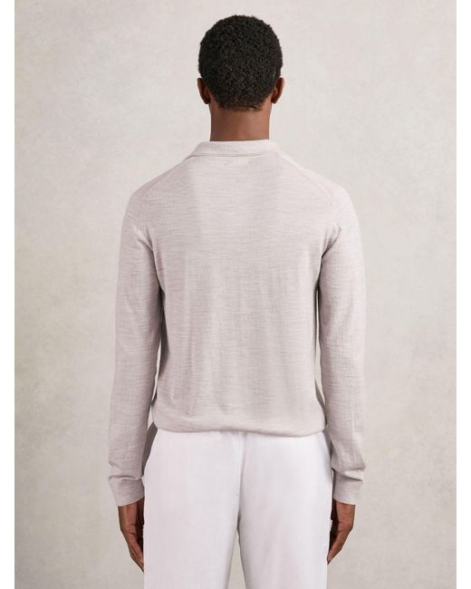 Reiss Natural Merino Wool Open-Collar Polo Shirt for men