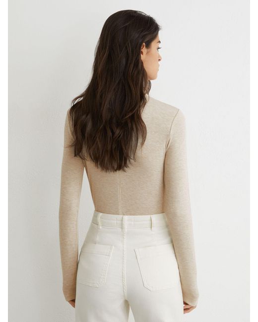 Reiss Natural Jersey Crew-Neck Long-Sleeve Top