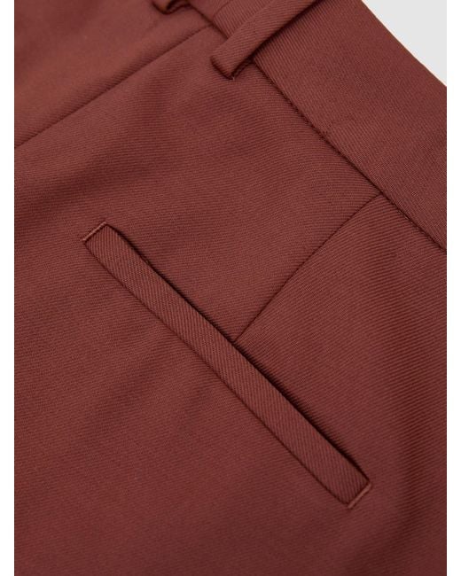 Reiss Brown Wool-Blend Wide-Leg Suit Trousers