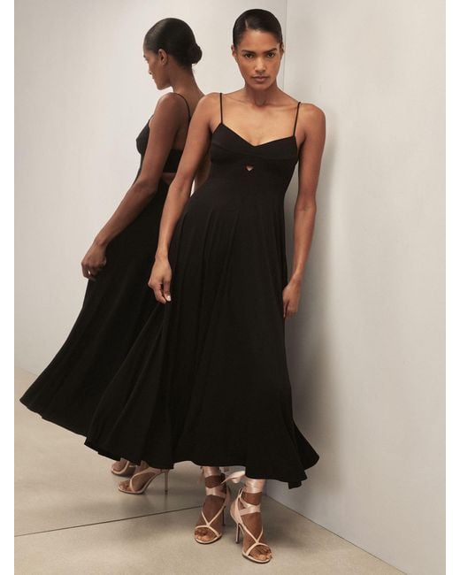 Reiss Black Royal Ballet Bustier Midi Dress