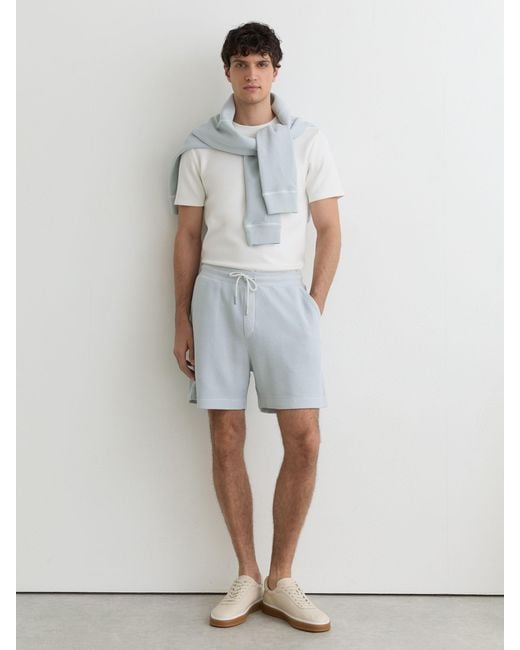 Reiss White Cotton-Piqué Garment-Dyed Shorts for men