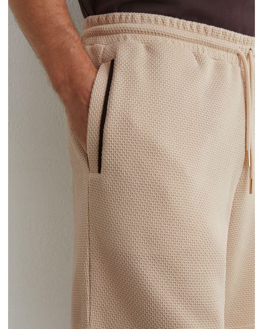 Reiss Natural Textured Piped Drawstring Shorts for men