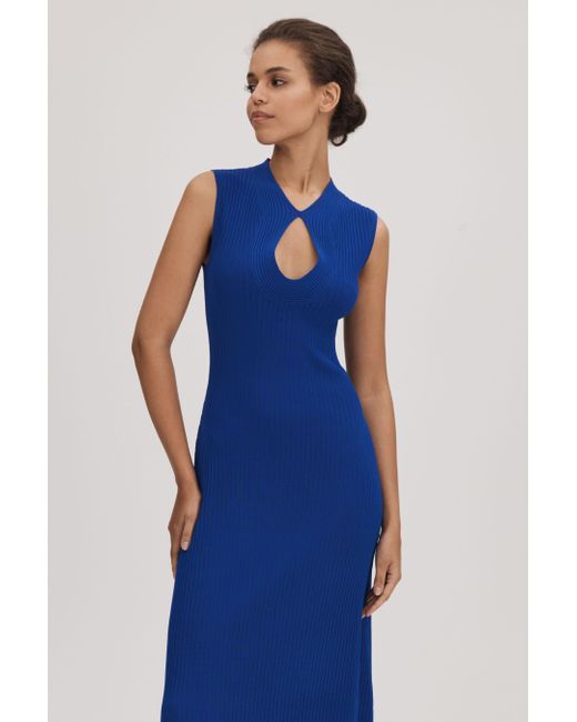 Florere Blue Ribbed Midi Dress, Bright