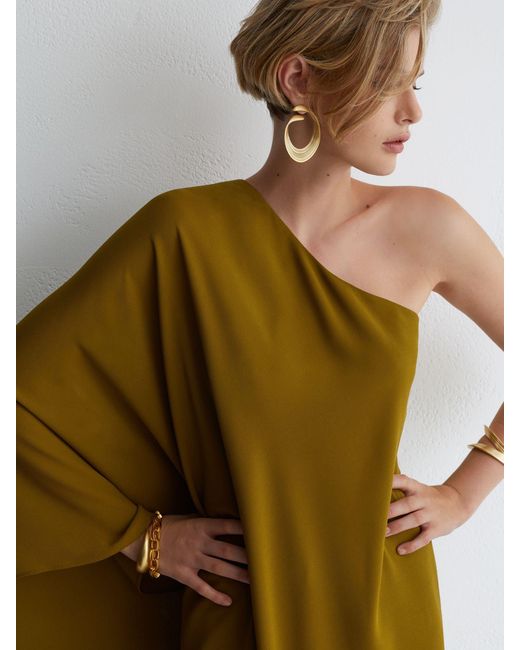 ATELIER Green One Shoulder Maxi Dress