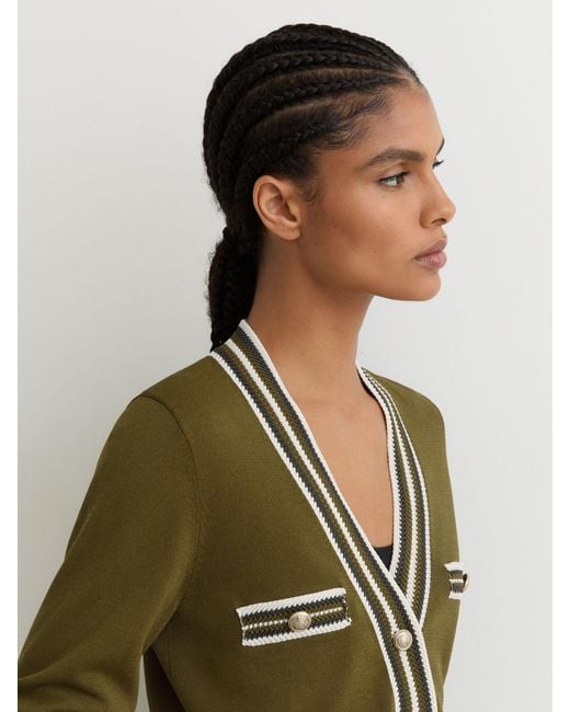 Reiss White Tipped Button-Through Cardigan