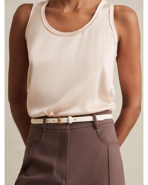 Reiss Holly - Off White Thin Leather Belt, S (us 4-6)