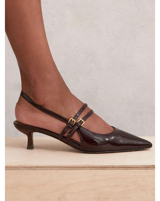 Reiss Multicolor Leather Slingback Buckle Court Shoes
