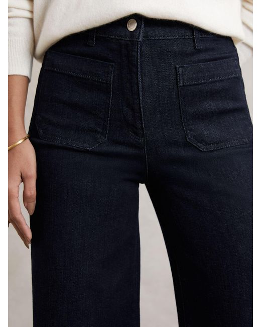 Reiss Blue Bella Petite Patch Pocket Wide Leg Jeans