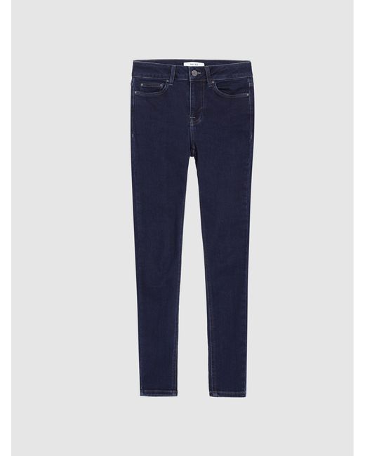 Reiss Blue Lux - Indigo Lux Mid Rise Skinny Jeans, 24r