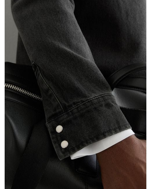 Reiss Gray Denim Western Overshirt for men