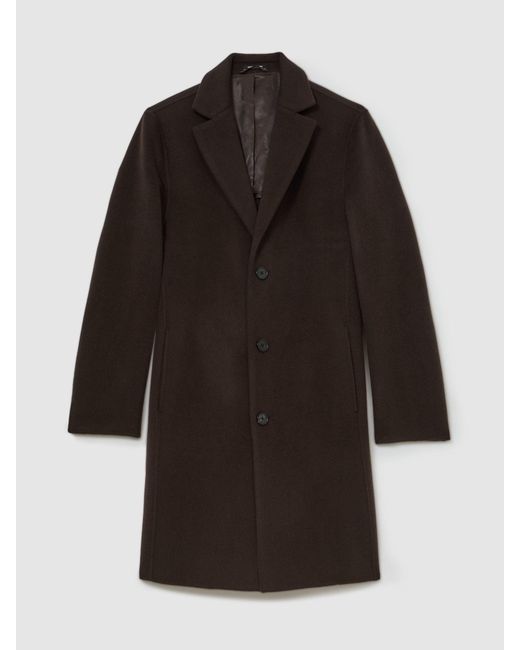 Reiss Black Wool-Blend Single-Breasted Epsom Coat for men