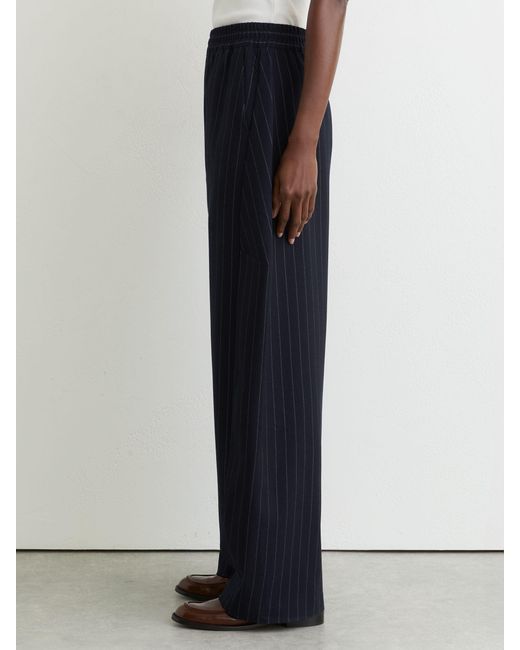 Reiss Blue Petite Barrel-Leg Pinstripe Trousers