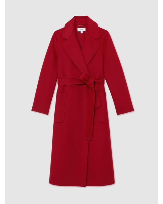 Reiss Red Wool-Blend Double-Breasted Blindseam Coat