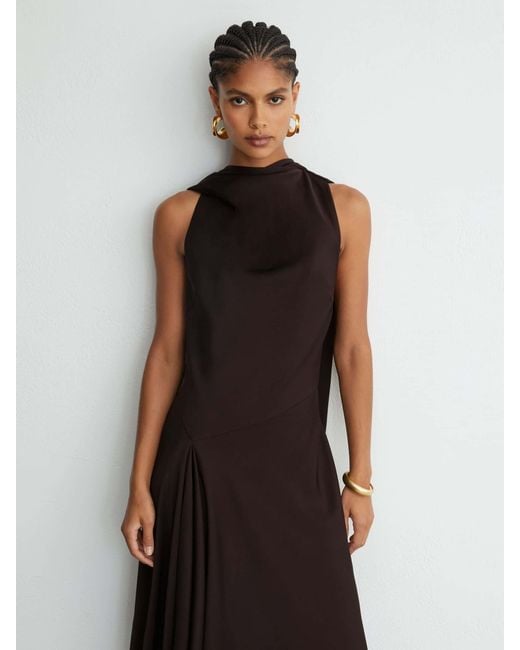 Reiss Multicolor Satin Cape-Detail Maxi Dress