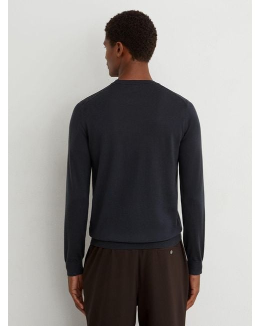 Reiss Blue Wessex - Vulcan Grey Merino Wool Crew-neck Jumper, S for men