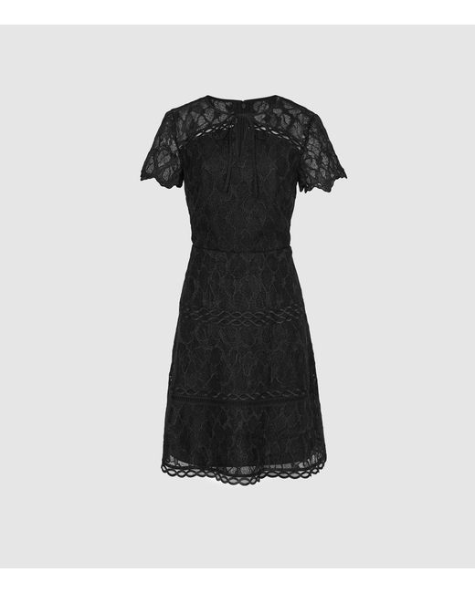 Reiss Black Lace Midi Dress