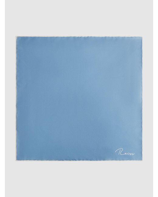 Reiss Ceremony - Soft Blue Silk Motif Pocket Square, One for men