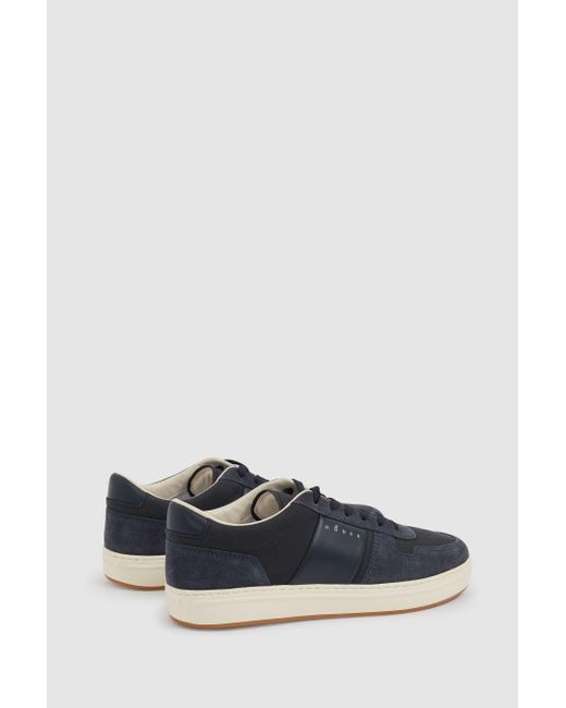 Hogan Blue Leather And Suede Lace-Up Trainers for men