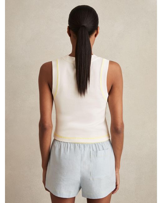 Reiss Natural Lea - White Stretch-cotton Ribbed Vest, S