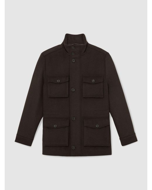 Reiss Black Wool-Blend Four-Pocket Jacket for men